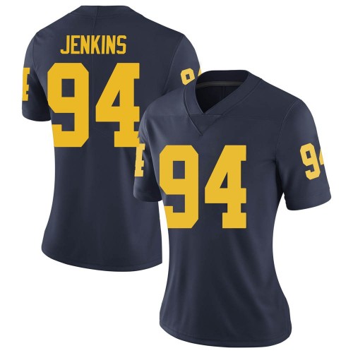 Kris Jenkins Michigan Wolverines Women's NCAA #94 Navy Limited Brand Jordan College Stitched Football Jersey XMI7054IB